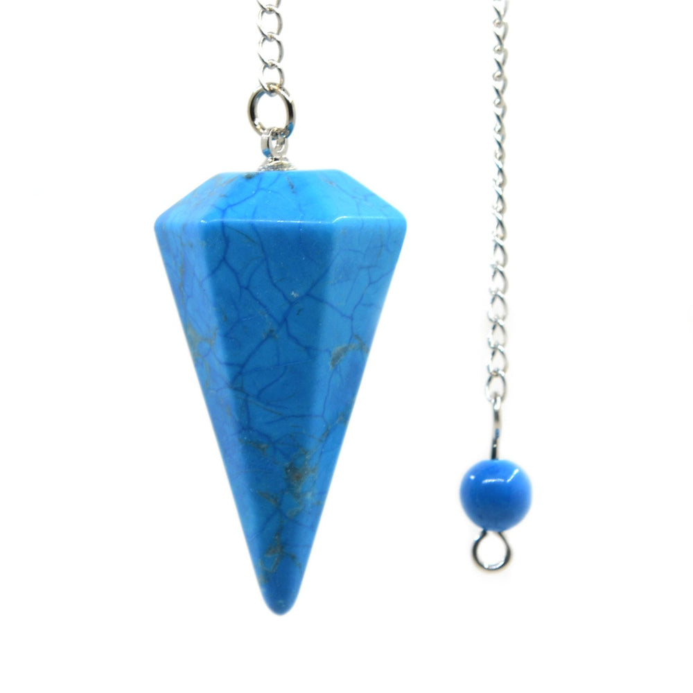 Justinstones turquoise howlite hexagonal pendant close-up for chakra balance