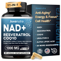 JuvaNutra NAD 11in1 bottle for daily energy and focus support