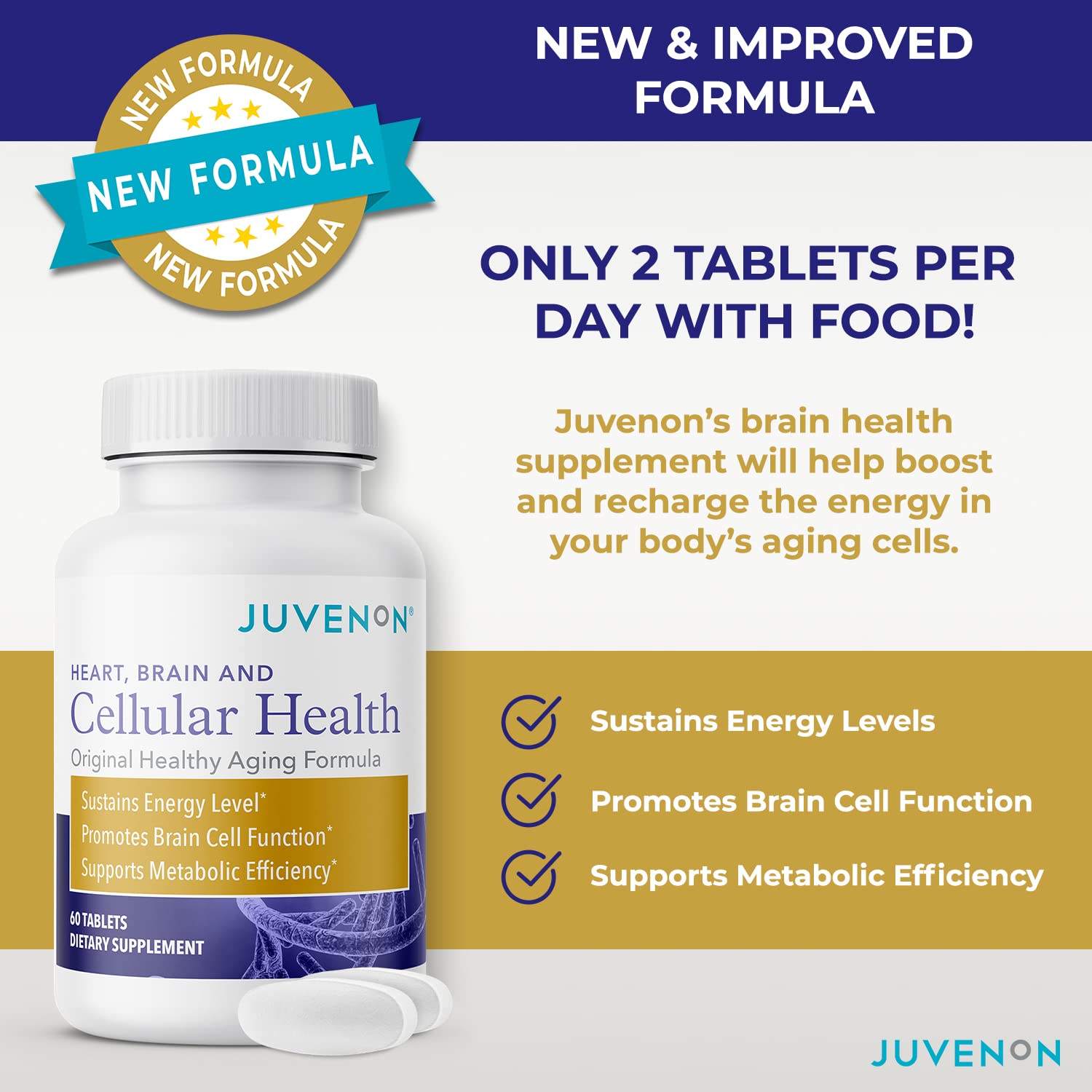 Juvenon heart health graphic with bottle suggesting cardiovascular wellness support.