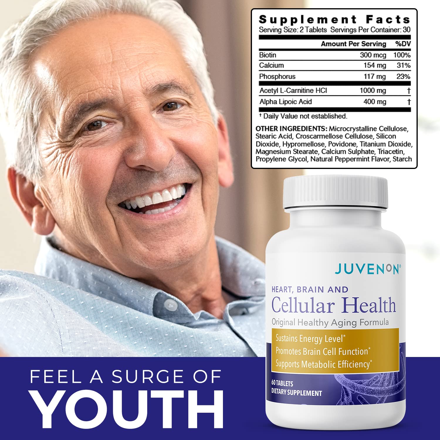 Juvenon ingredients close-up showing amino acids and nutrients.