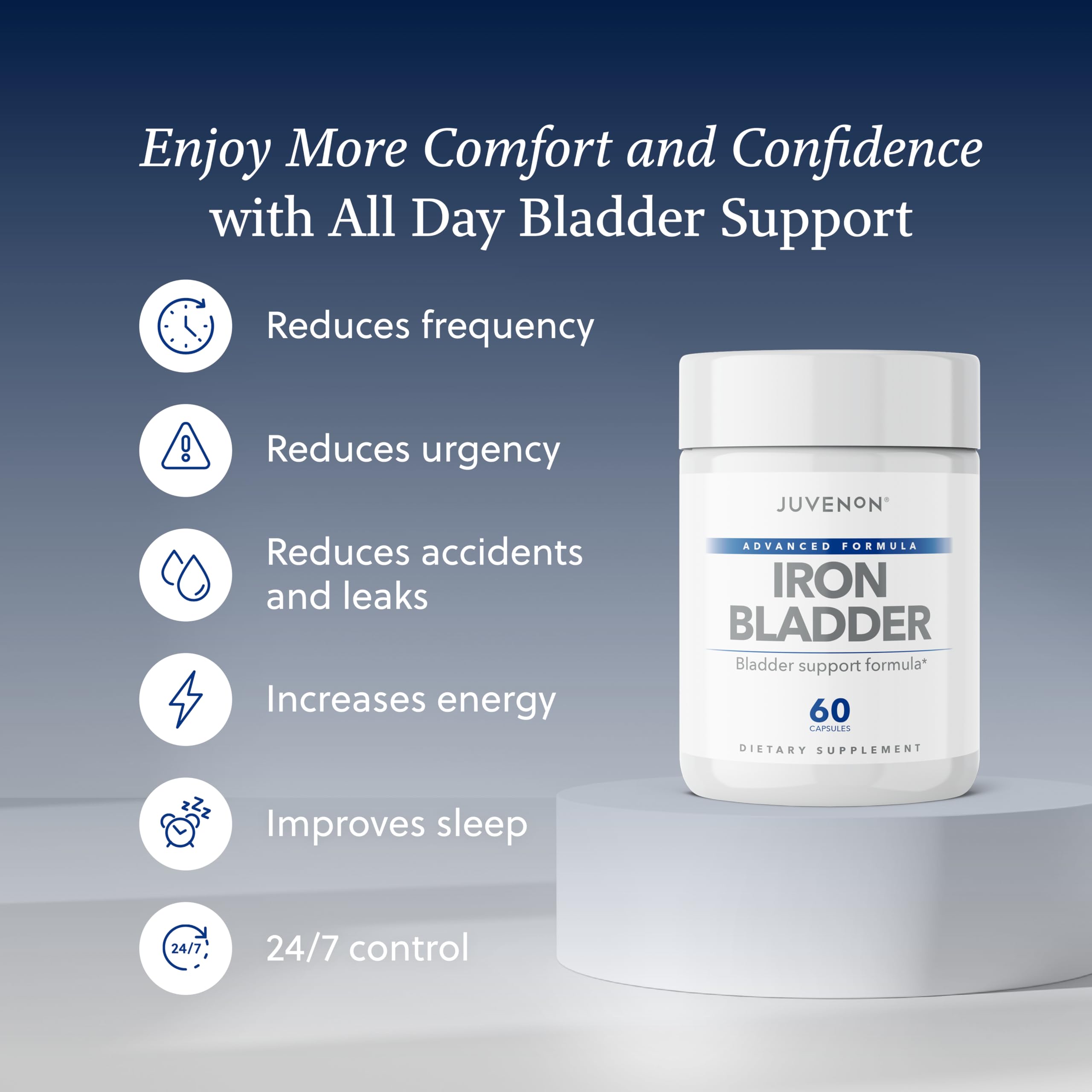 Juvenon Iron Bladder packaging display showing herbal blend