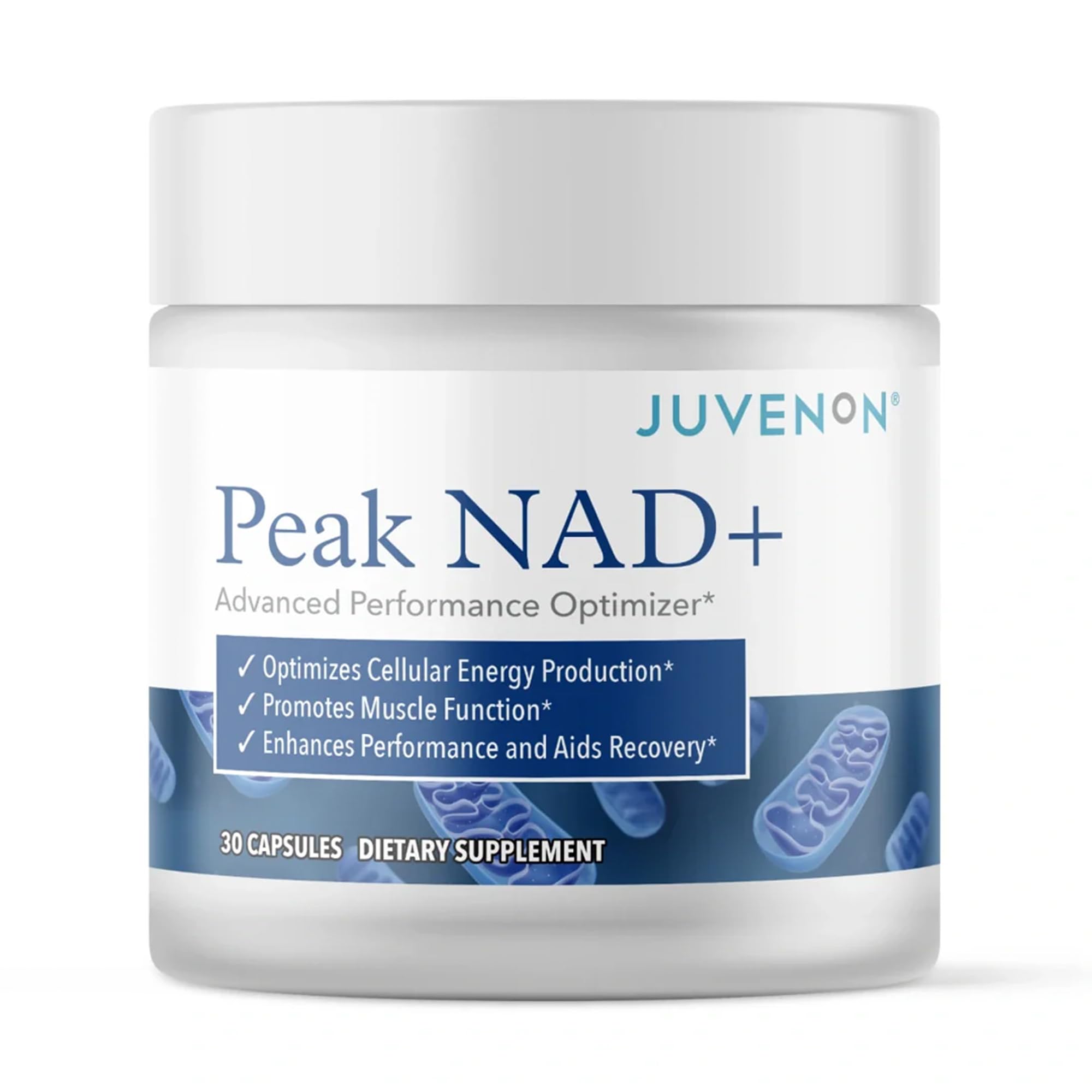 Juvenon Peak NAD+ bottle front showing label and vitality support