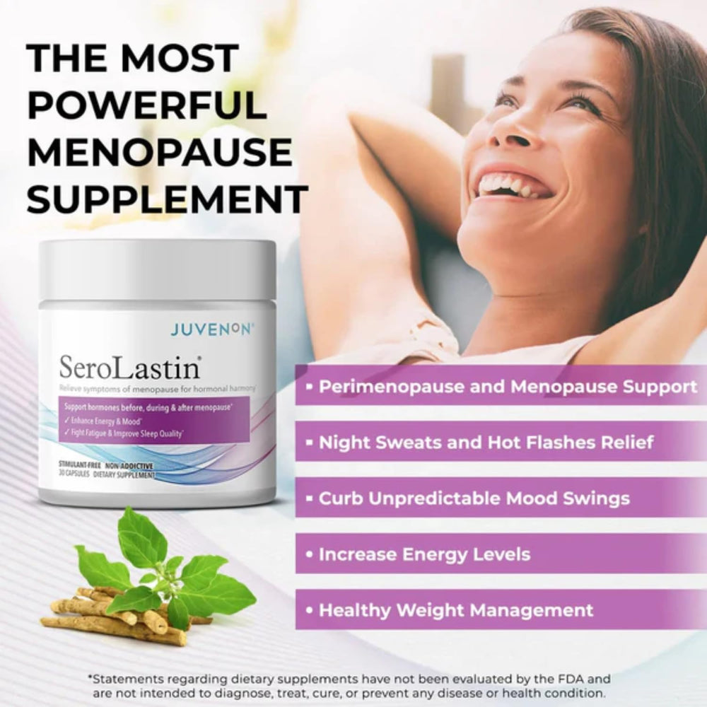 SeroLastin on a shelf display in a wellness setting for everyday menopause support.