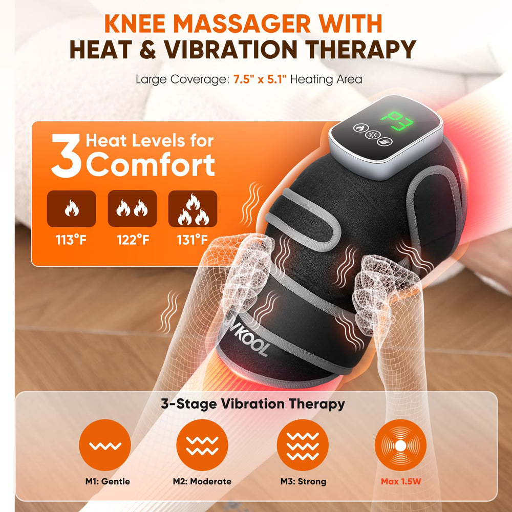 JVKOOL knee massager LED cluster shows infrared coverage for targeted relief.