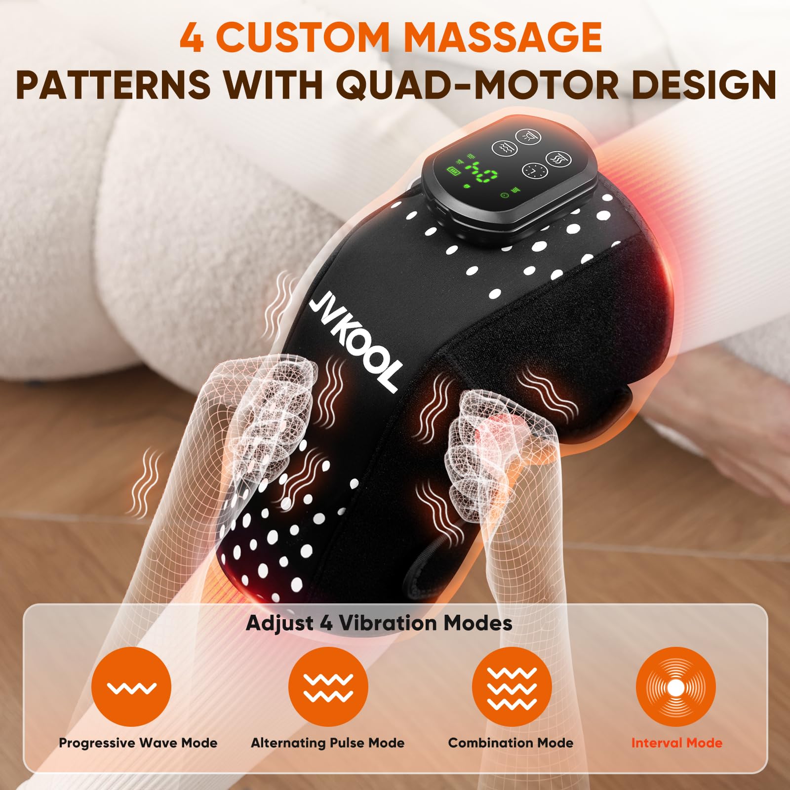 JVKOOL knee massager worn on knee during daily activities