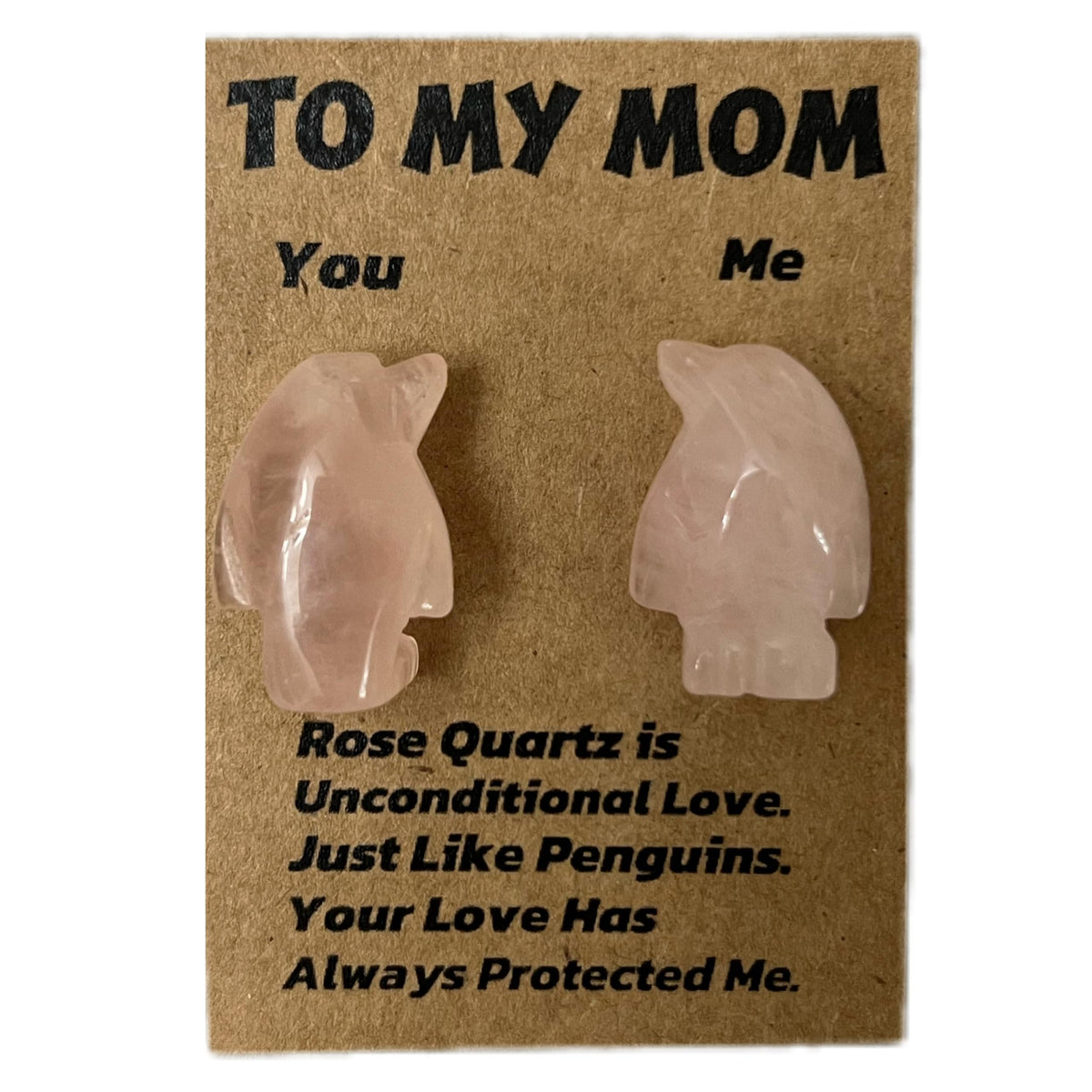 Jvuessieye Rose Quartz Penguin Mom Gift, a loving keepsake for Mother's Day and family moments