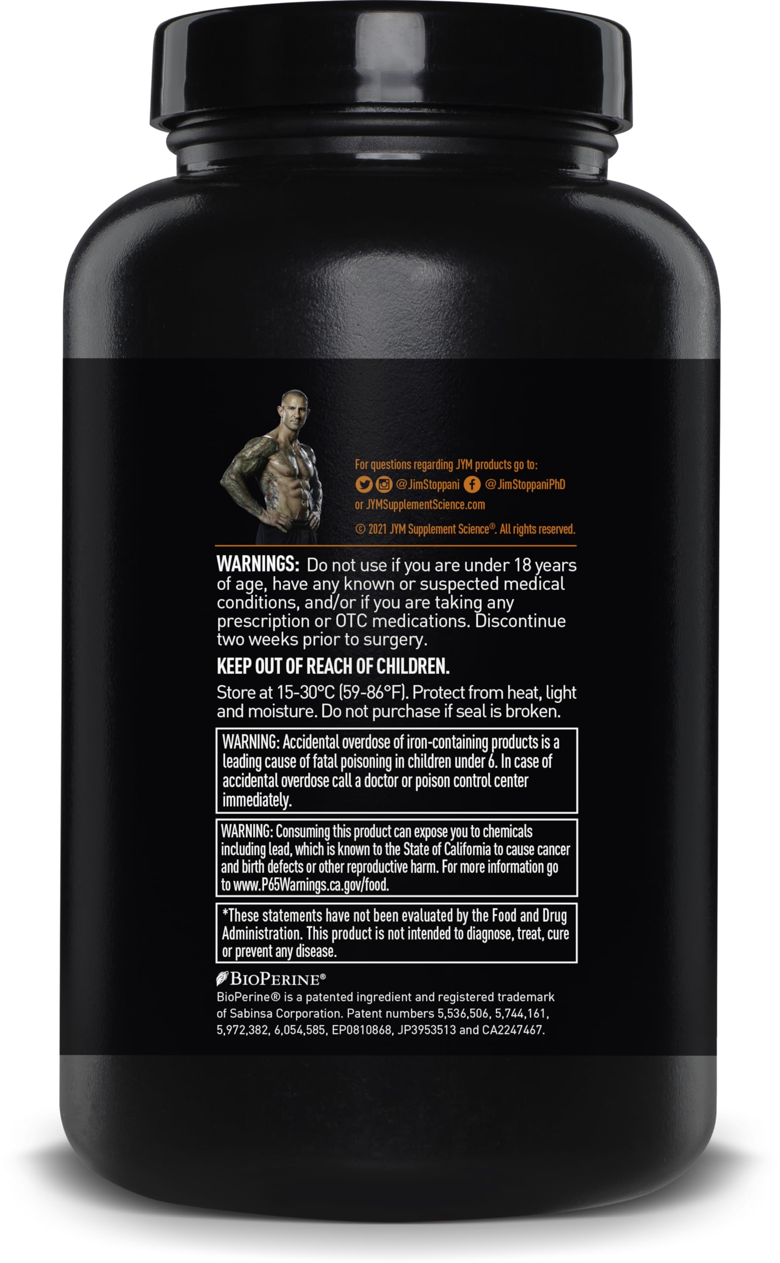Vita JYM bottle with water suggests easy post-workout intake