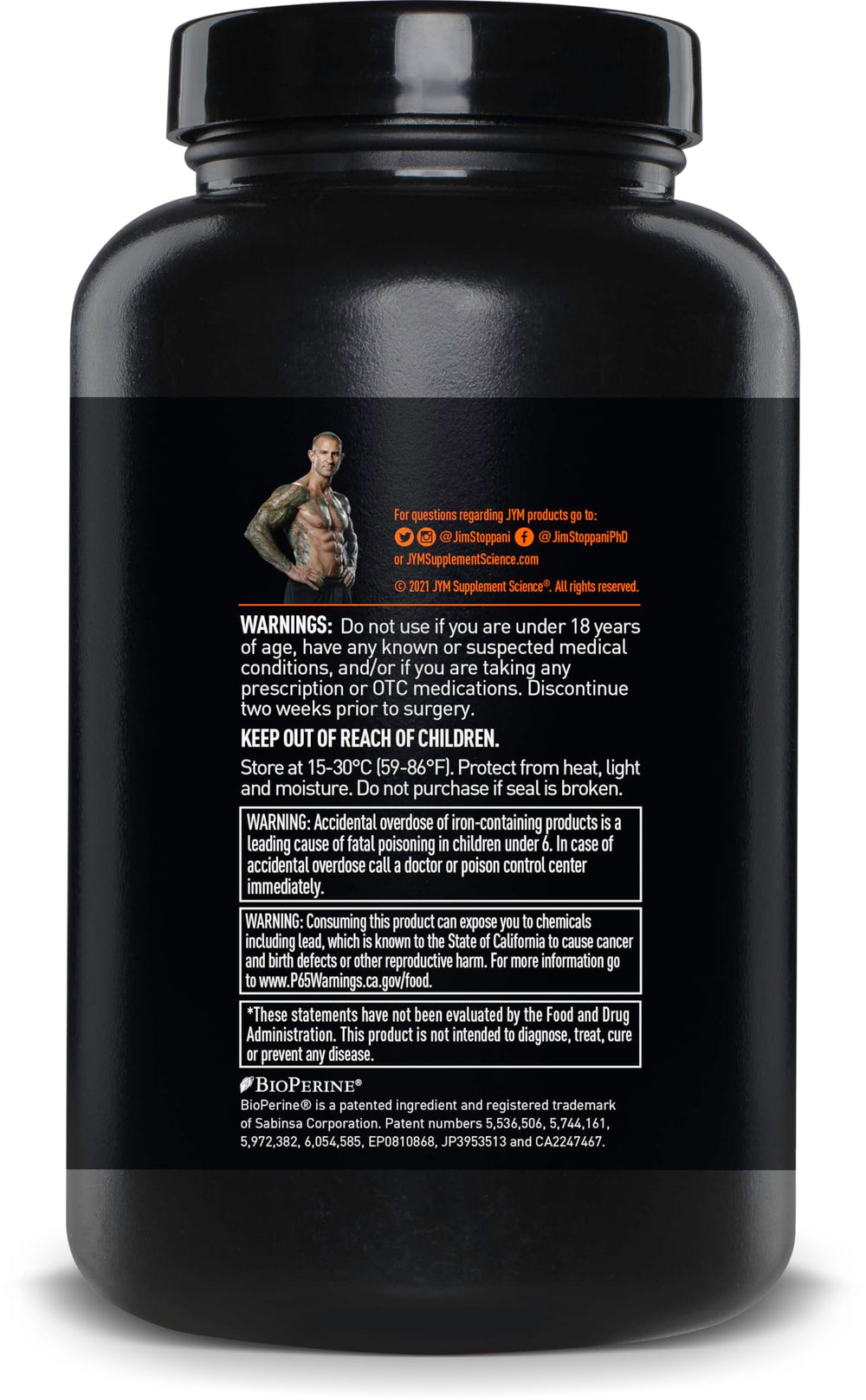 Vita JYM bottle with water suggests easy post-workout intake