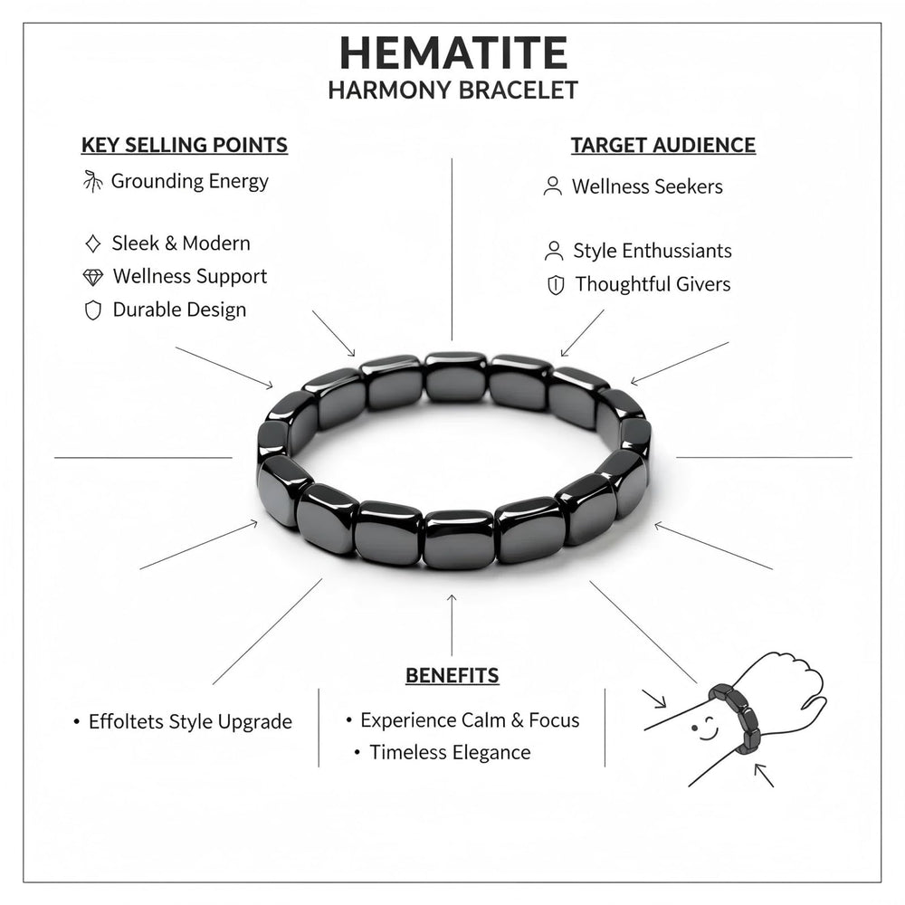 JZSCBYD hematite bracelet shiny black finish for versatile styling.