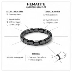 JZSCBYD hematite bracelet shiny black finish for versatile styling.