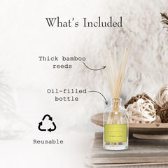 K. Hall Designs diffuser packaging highlights eco-friendly materials and refillable parts