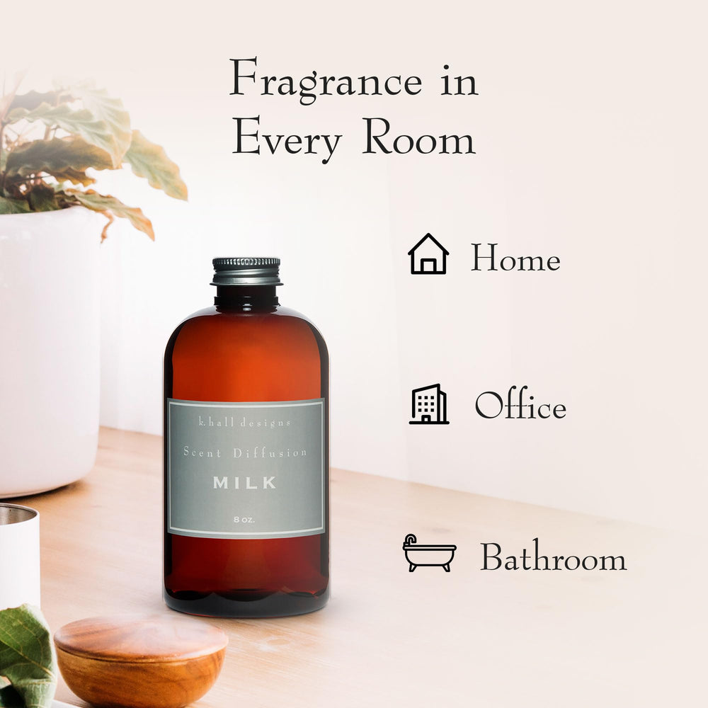 K. Hall Designs Milk Diffuser Oil Refill plant-based formula for a clean home ambiance.