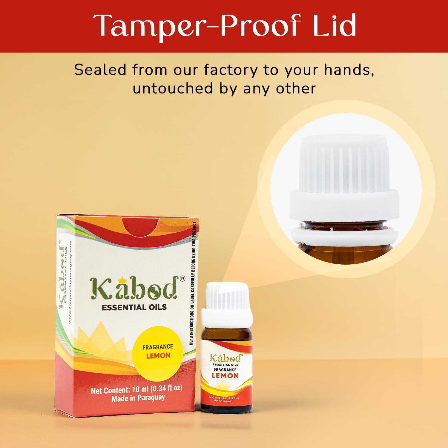 Gift-ready Kabod Lemon oil in amber bottle with secure seal