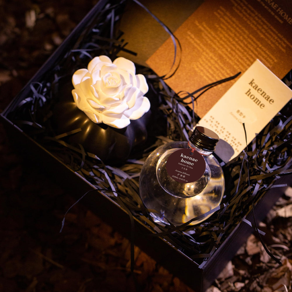 Kaenae diffuser with black ceramic base offers understated luxury and stable diffusion
