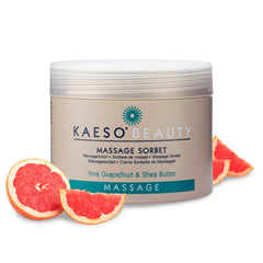 Kaeso Massage Sorbet Cream packaging close-up for premium body care.