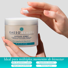 Kaeso Massage Sorbet Cream with pink grapefruit demonstrates refreshing skincare benefits.