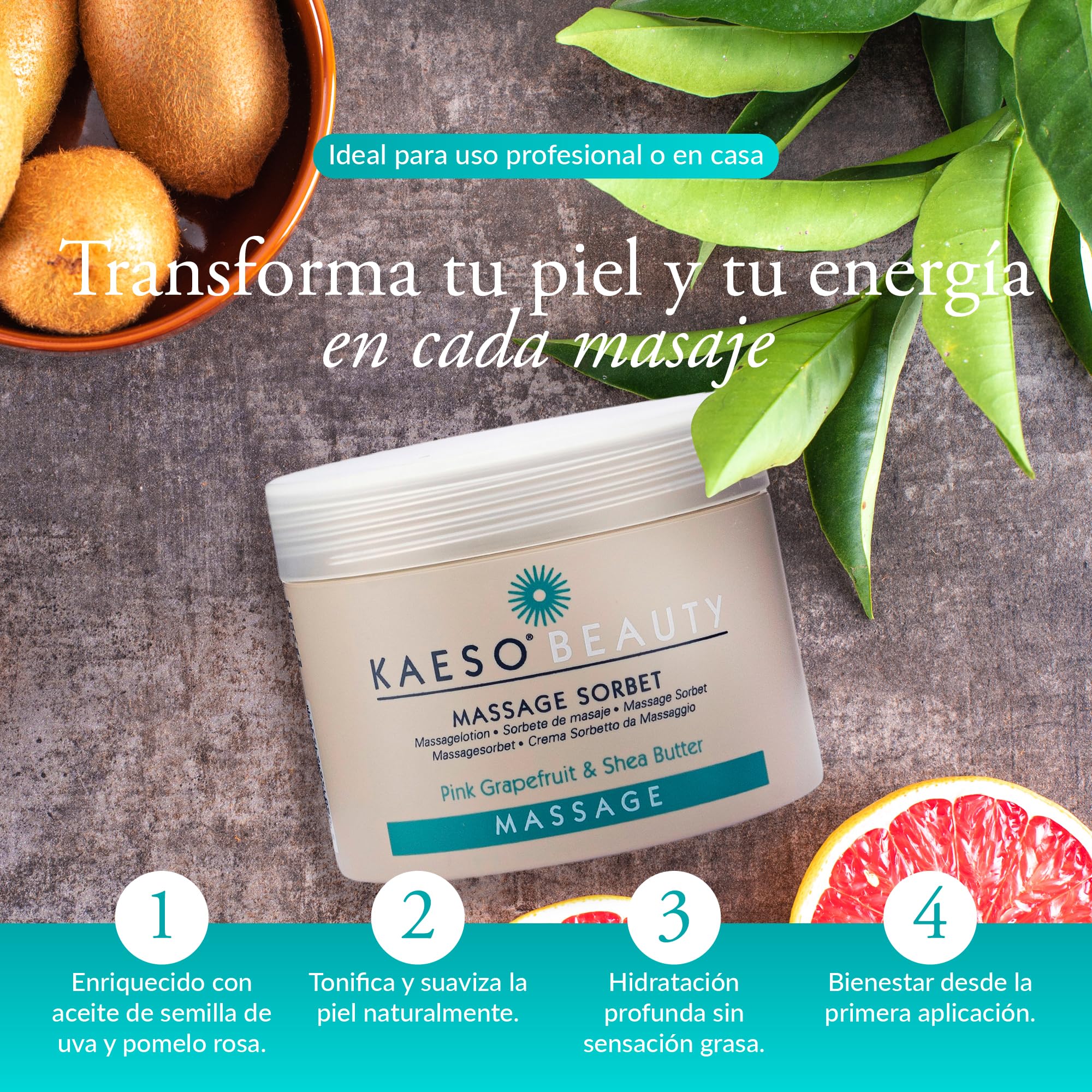 Kaeso Massage Sorbet Cream texture close-up shows smooth, luxurious consistency.