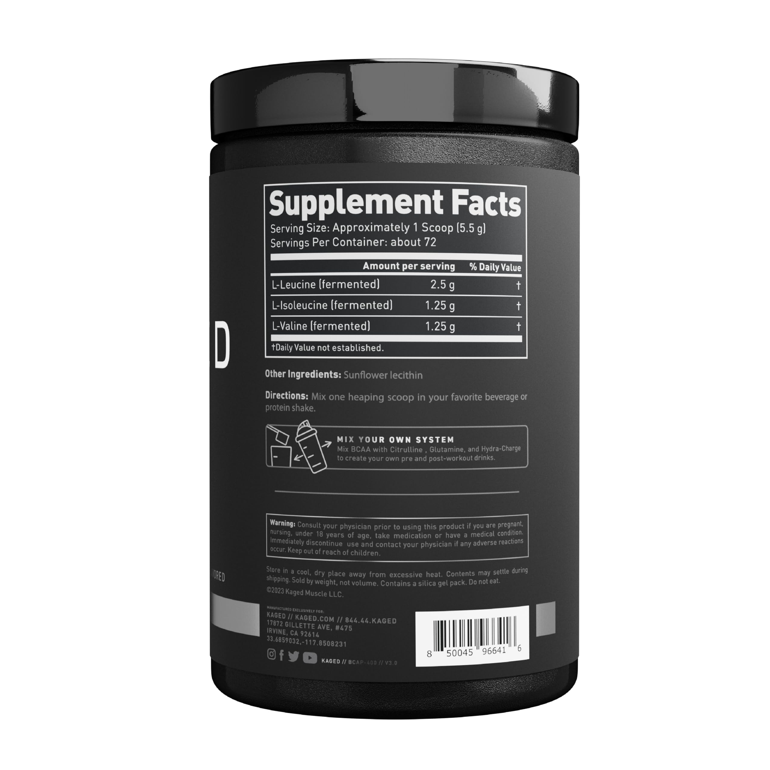 Kaged BCAAs 72 servings container signals lasting daily use.