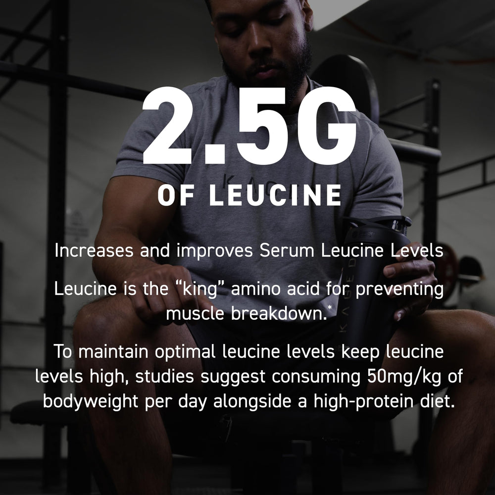 Kaged BCAAs unflavored serving scoop highlights 5g dose for athletes.