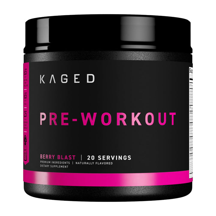Kaged Berry Blast pre-workout tub front view for energized training sessions