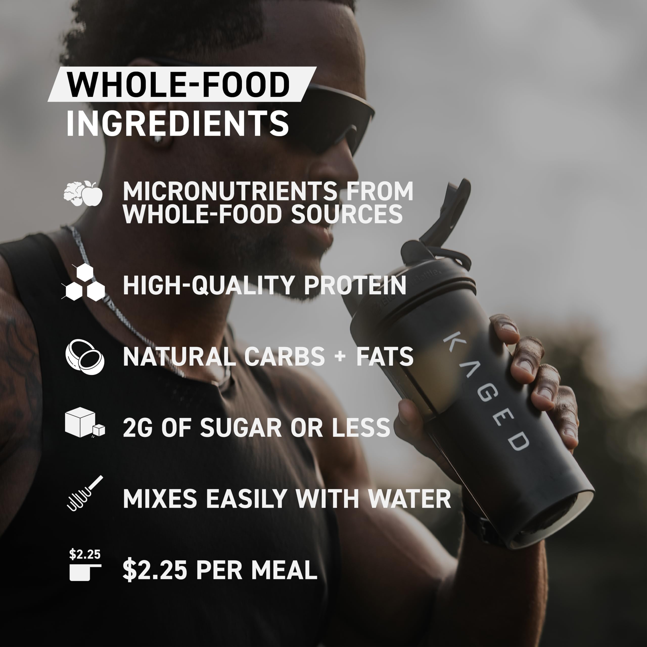 Kaged Clean Meal ingredients panel highlighting organic vitamins and minerals