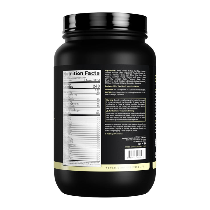 Kaged Clean Meal Vanilla Cake shake glass ready to energize busy mornings