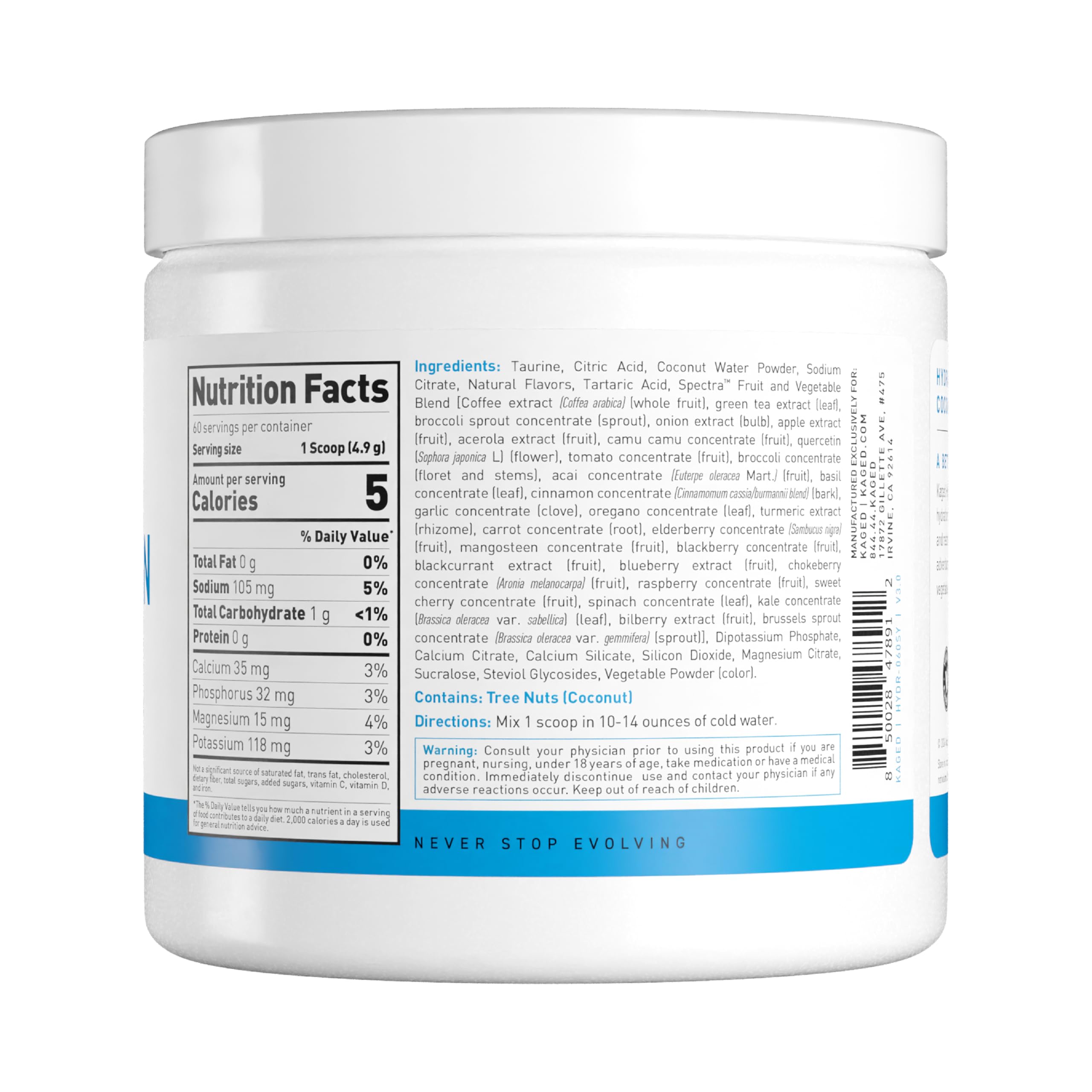 Kaged Hydration packaging on shelf indicating value