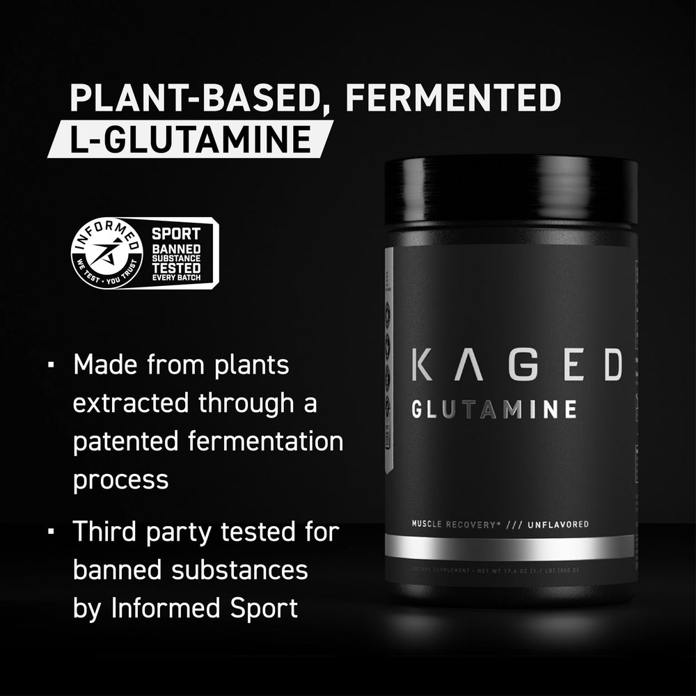 L-Glutamine powder scoop showing convenient serving size for recovery.