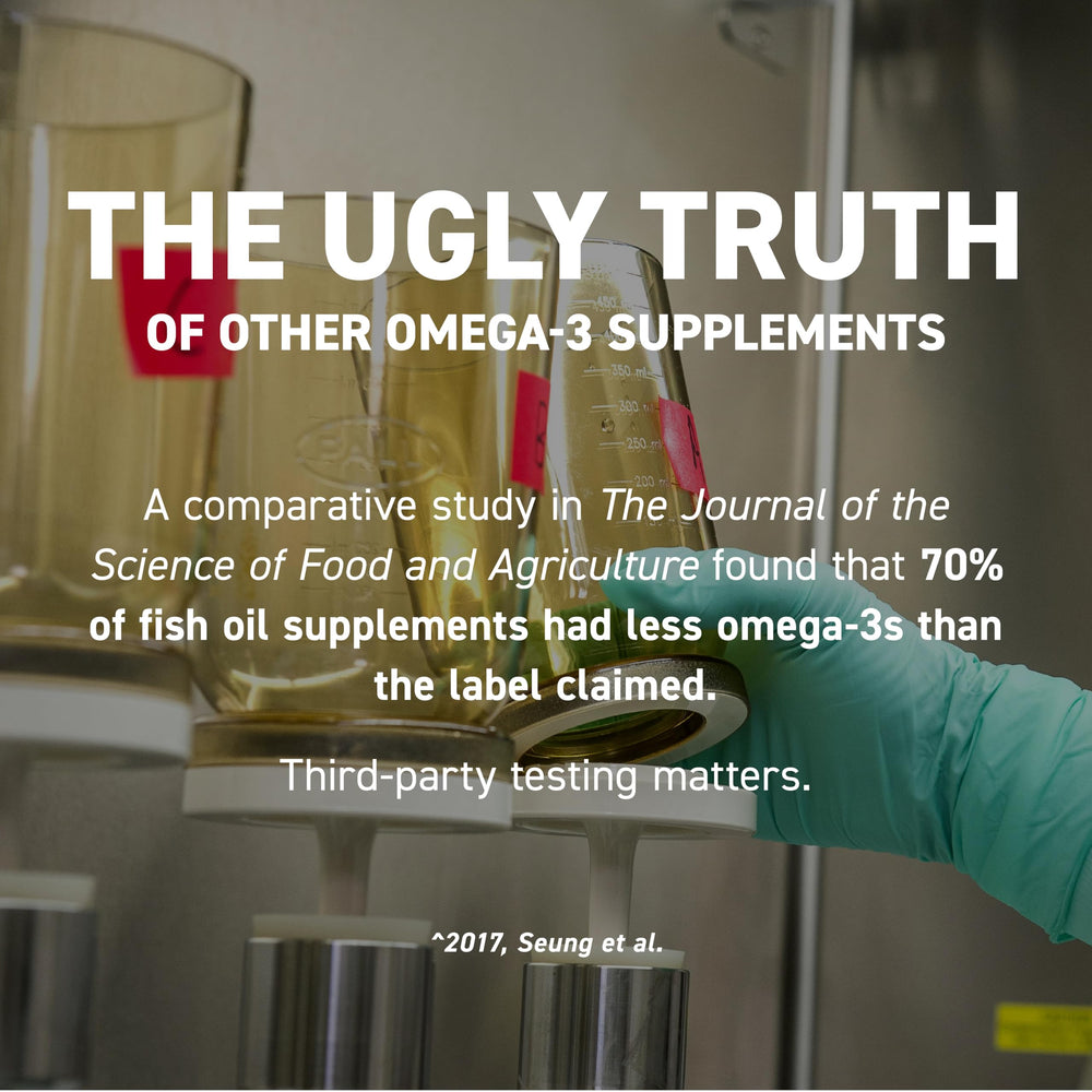 Kaged Omega 3 lab certification image signals trusted high-purity omega-3 sourcing.