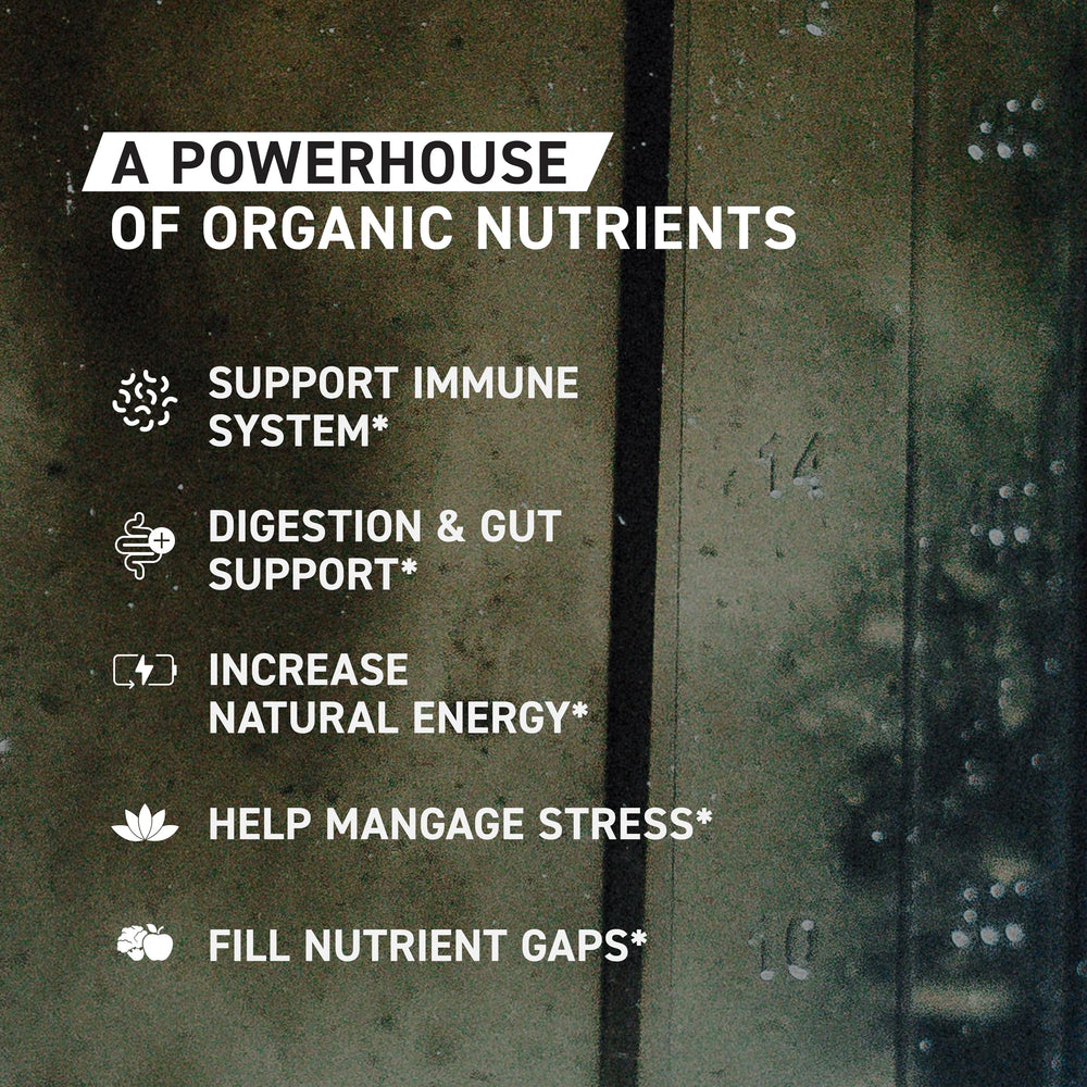 Kaged Outlive100 ingredients collage featuring 26 fruits and vegetables