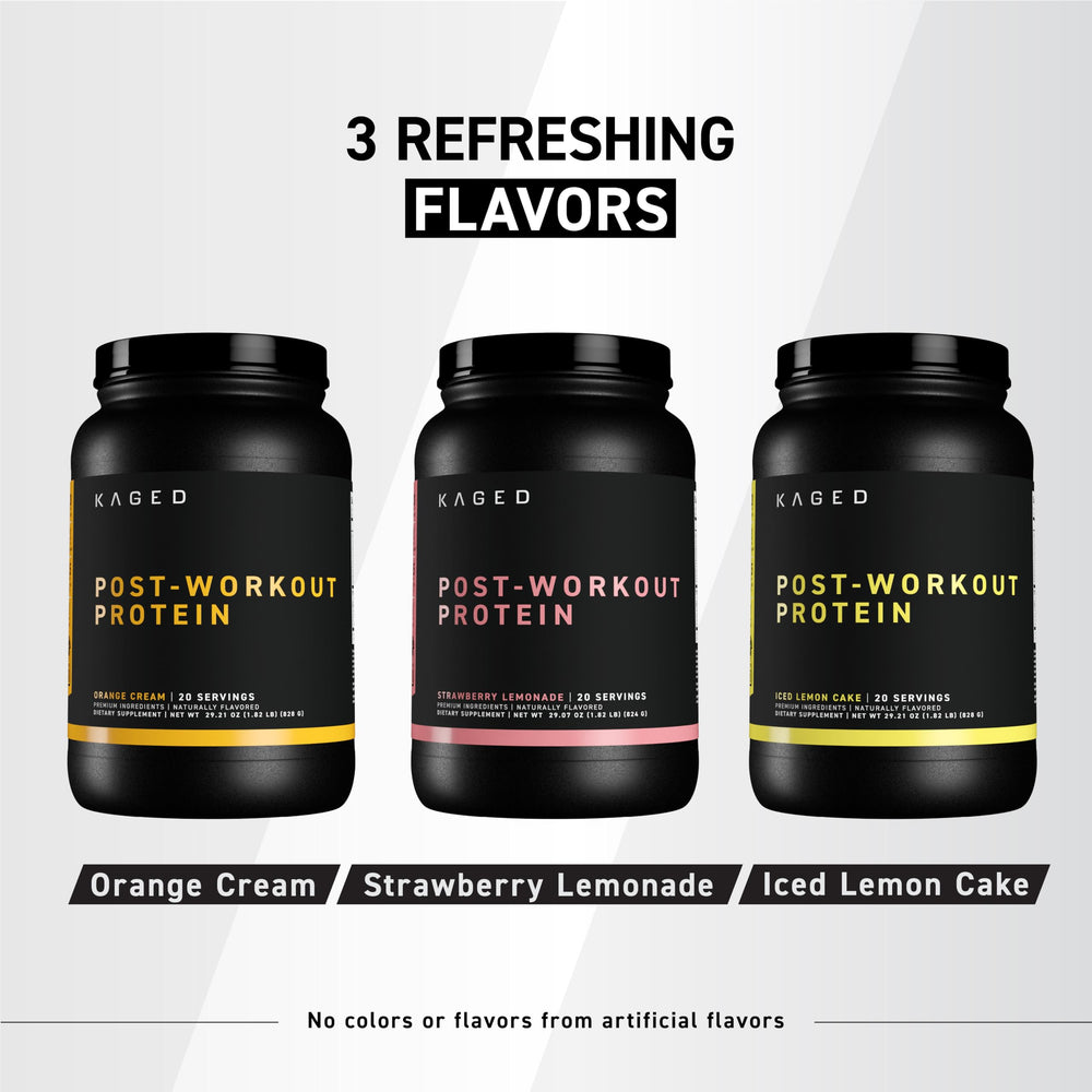 Kaged Post Workout Orange Cream ingredients panel highlights amino acids and added creatine.