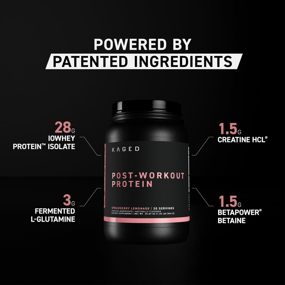 Kaged Post Workout Protein scoop ready for mixing to fuel workouts.