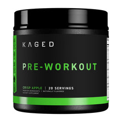 Kaged Pre-Kaged Krisp Apple tub showing flavor and serving for energy.