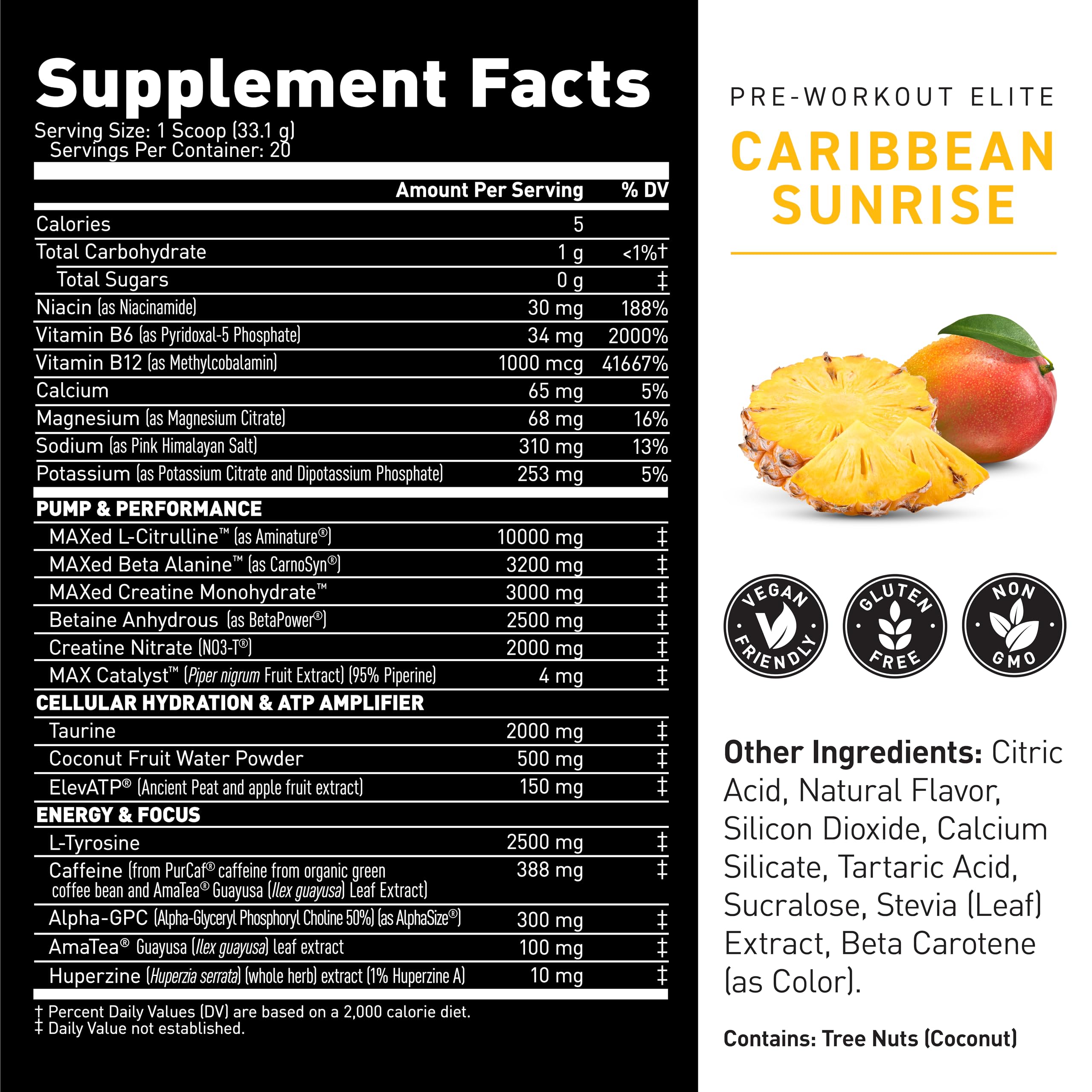 Kaged Pre-Workout Elite caffeine graphic emphasizing clean energy
