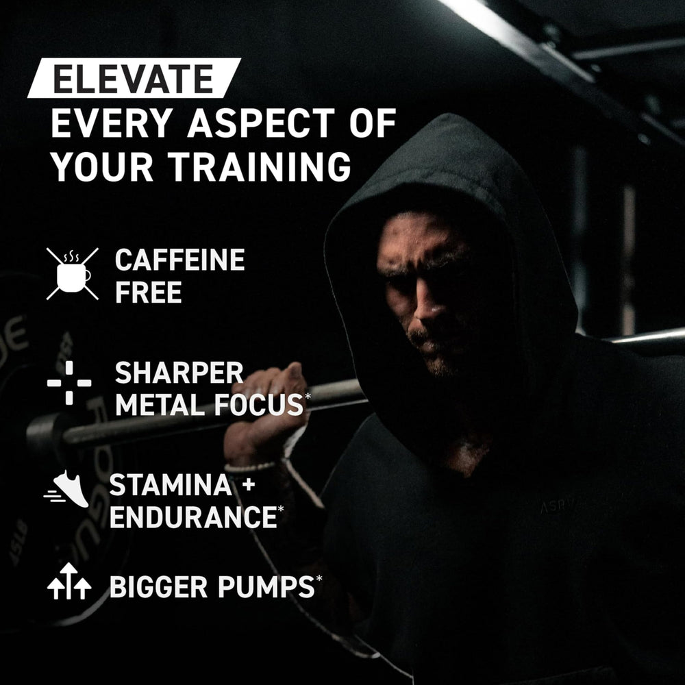 Kaged Pre Workout Elite Stim Free Orange Mango ingredients panel featuring creatine HCl and beta-alanine.