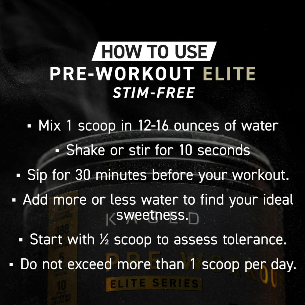 Kaged Pre Workout Elite Stim Free Orange Mango L-Citrulline panel signals vascular pumps.