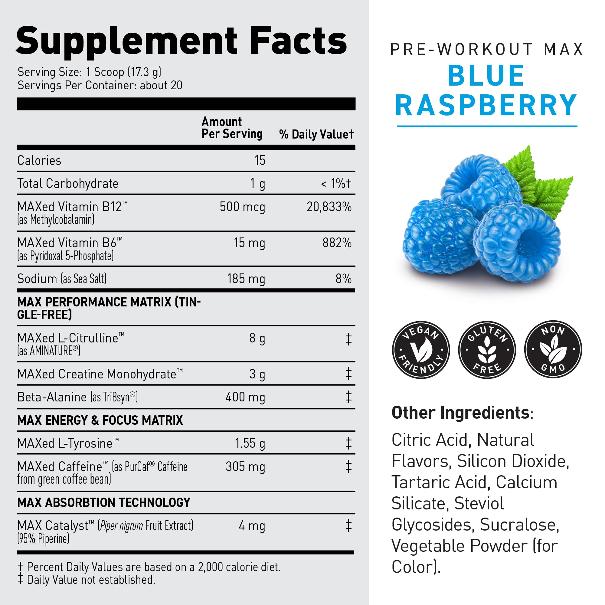 Kaged Pre-Workout MAX front label emphasizes a clean, quality formula.