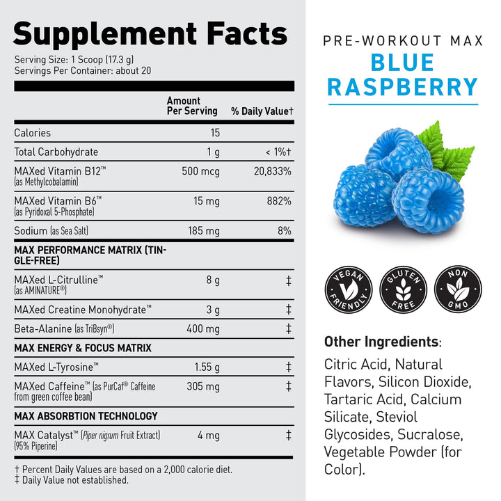 Kaged Pre-Workout MAX front label emphasizes a clean, quality formula.