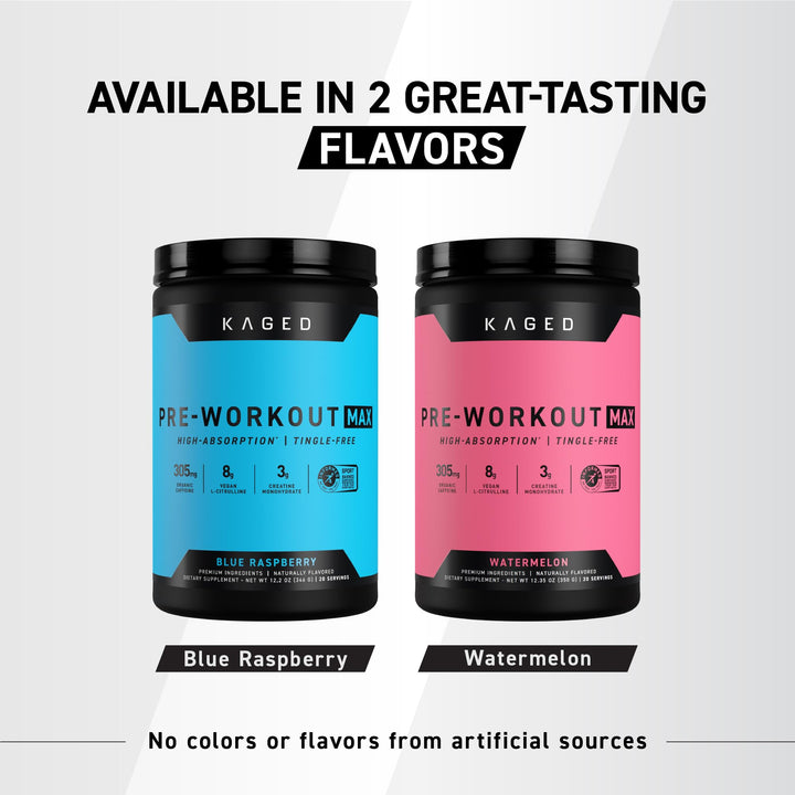 Kaged Pre-Workout MAX powder dispensing for quick prep.
