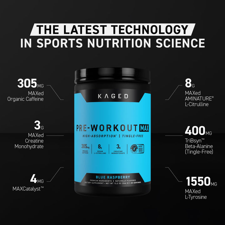 Kaged Pre-Workout MAX scoop shows precise serving for consistent sessions.