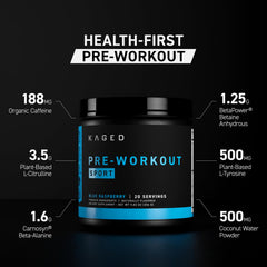 Kaged Sport Pre-Workout powder scoop ready for accurate dosing