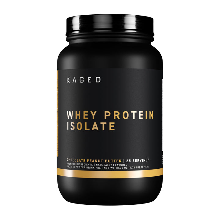 Kaged Whey Protein Isolate Chocolate Peanut Butter bottle for post workout support