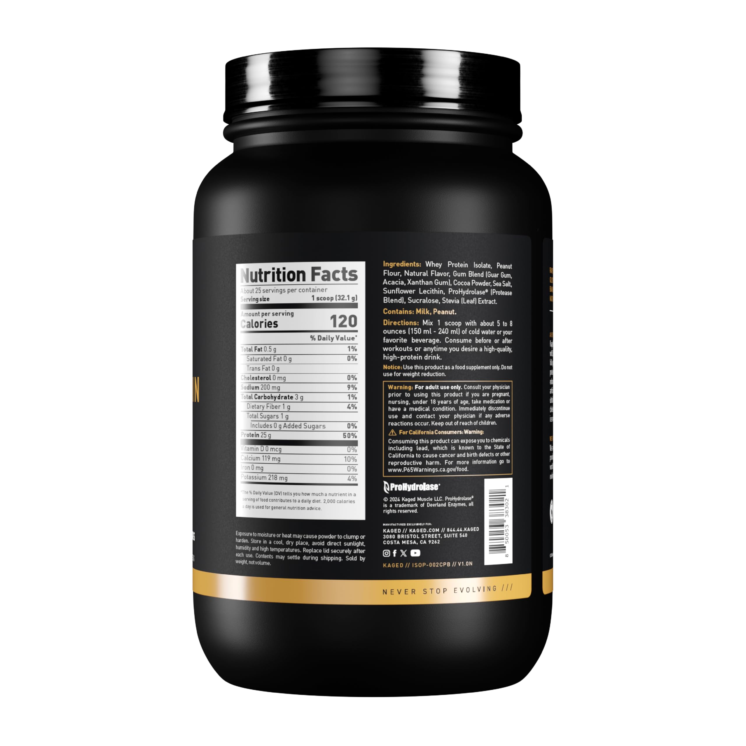 Kaged Whey Protein Isolate Chocolate Peanut Butter flavor richness