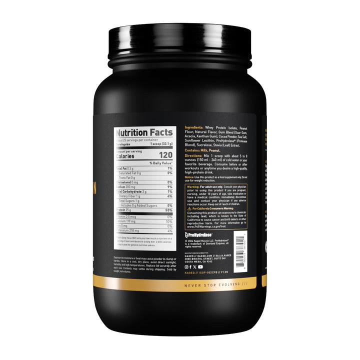 Kaged Whey Protein Isolate Chocolate Peanut Butter flavor richness