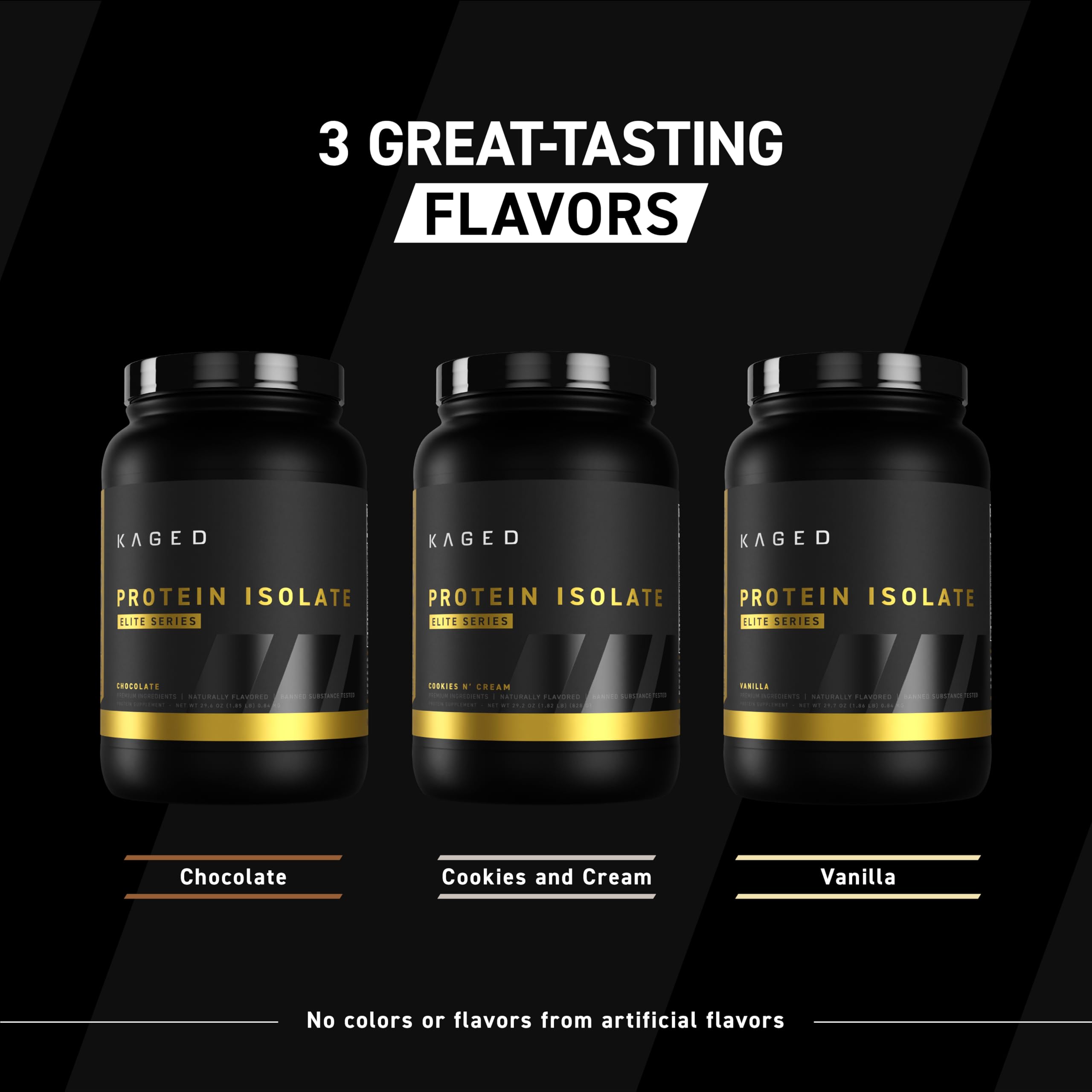 Kaged vanilla tub on workout bench conveying performance-focused supplement.