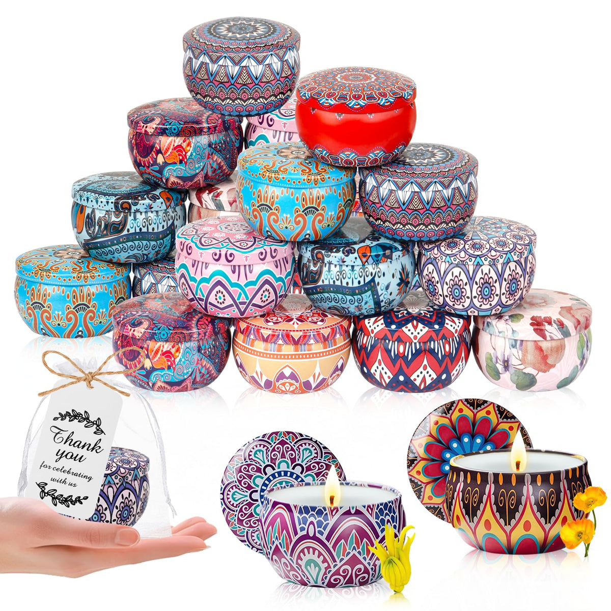 KaGrbves 24-pack scented candles gift set packaging, ideal for wedding favors and party gifts.
