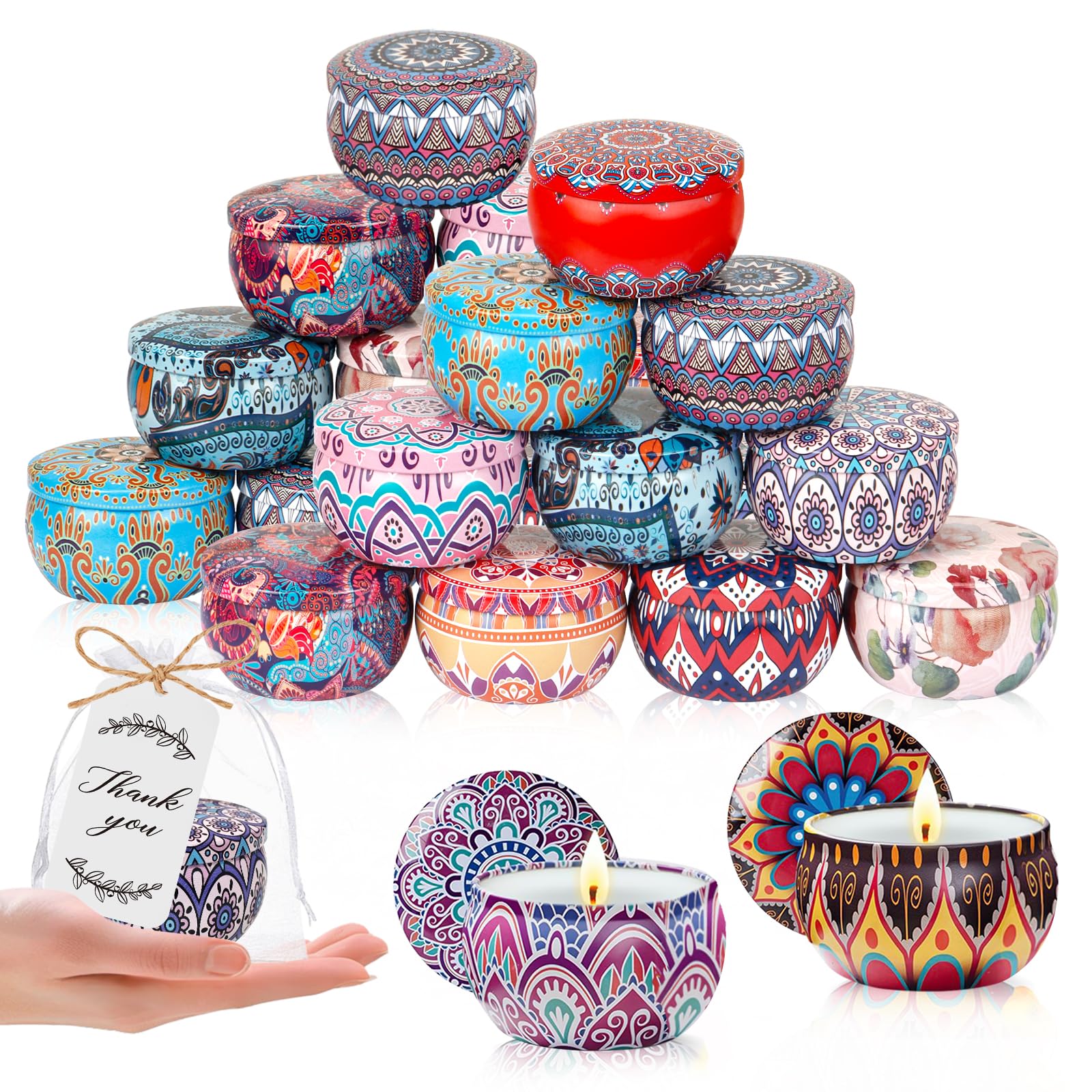 KaGrbves 36-pack candle gift set with tin jars, ideal for bulk party favors.