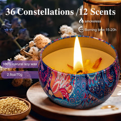 KaGrbves scented candle tins with natural soy wax for clean burning.