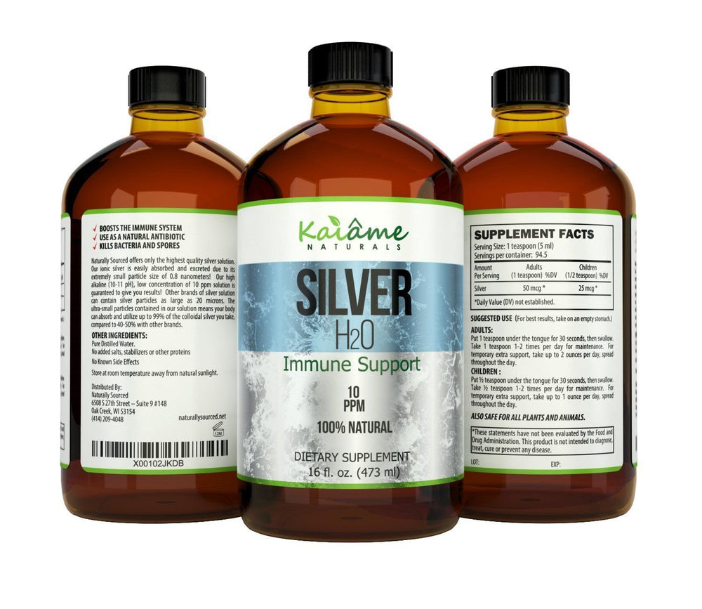 Kaiame Naturals Colloidal Silver with a pet silhouette suggesting pet-safe use.