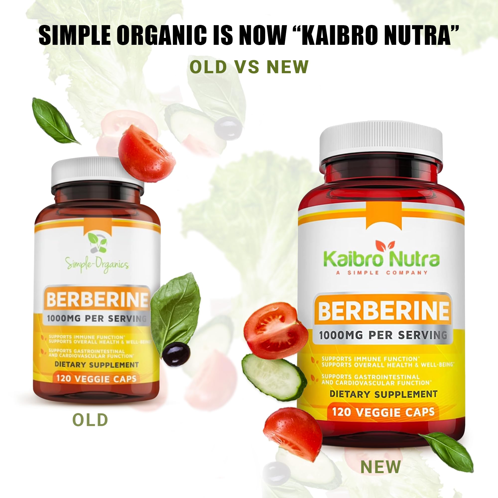 Kaibro Nutra Berberine label showing vegan and gluten-free formula.